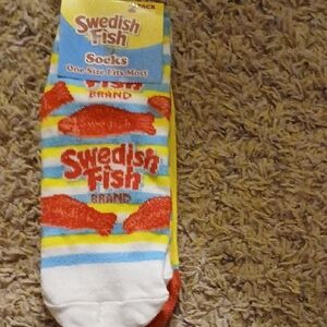 Swedish Fish Socks with Red and Yellow Stripes